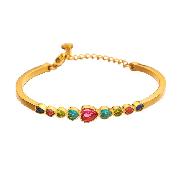 Stainless Steel Heart Zirconia Bangle 759345549463