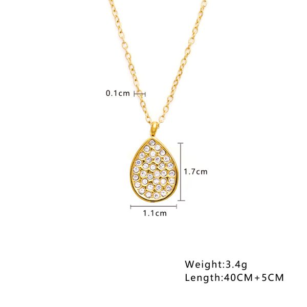 Stainless Steel Rhinestone Racket Necklace 929511468888