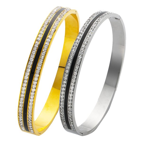 O1CN01xSDXY125wjXn7g9KY_3529117591-0-cib.jpg Stainless Steel Enamel Rhinestone Bangle 852650084119