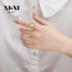 Stainless Steel Pearl Disc Ring 682045682563