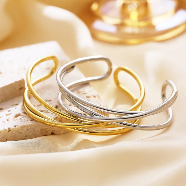 O1CN01yztWZZ25wjY88S1qe_3529117591-0-cib.jpg Stainless Steel Multi Line Cuff Bangle 857765688656