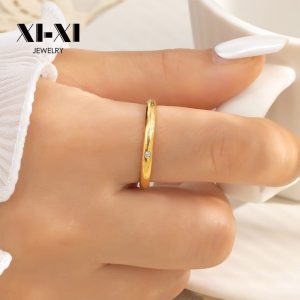 Stainless Steel Single Stone Ring 644157568177