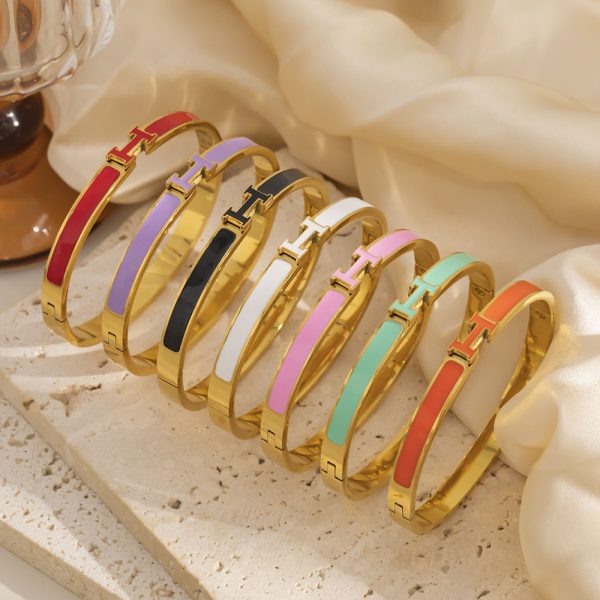 O1CN01zSBb2x25wjfsXrFsX_3529117591-0-cib.jpg Stainless Steel Enamel H Bangle 1049345610412