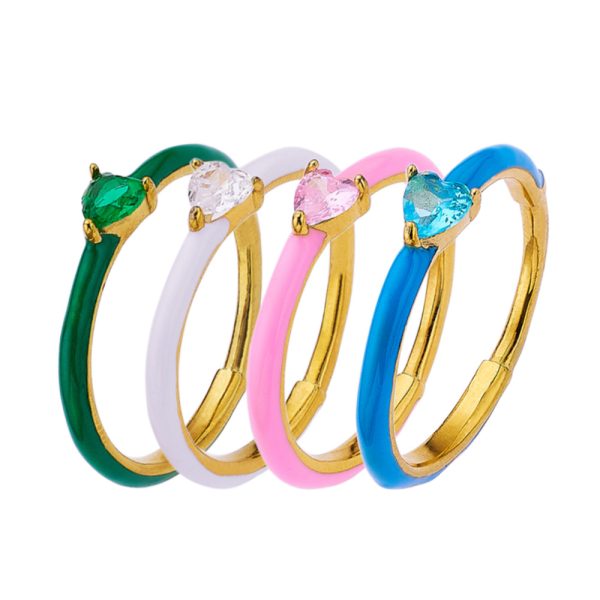 Stainless Steel Heart Enamel Ring 1053225333502